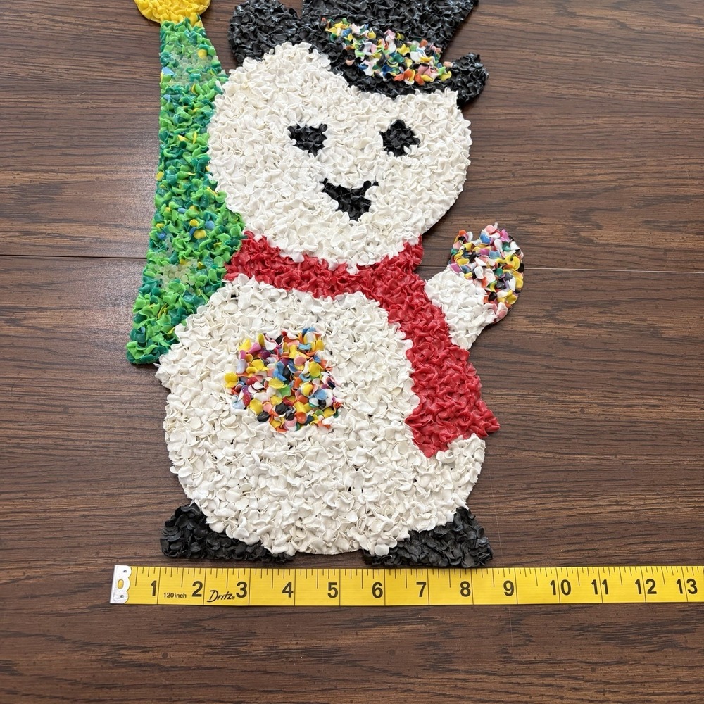 Vintage Melted Popcorn Plastic Popcorn Christmas Snowman Wall Decor - Picture 3 of 14